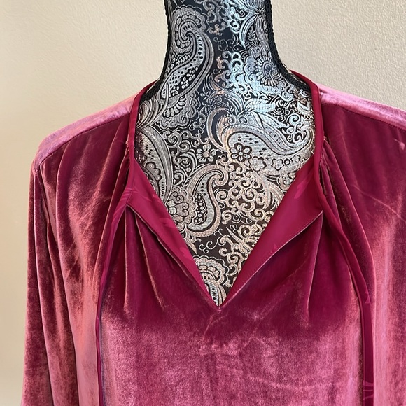 NWT! Tommy Bahama pink velvet silk-blend tunic blouse size small - Picture 6 of 8